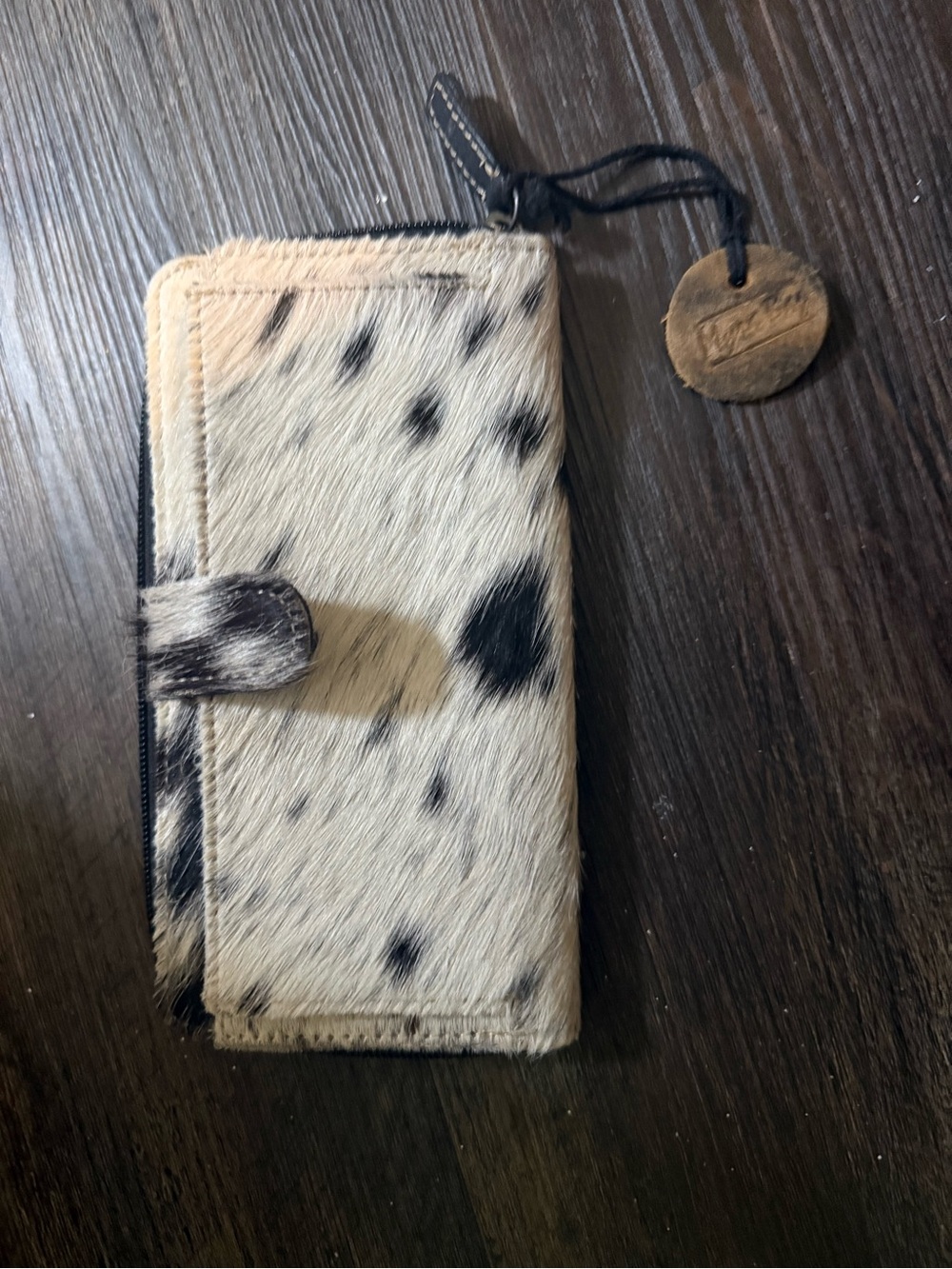 Myra Bag Black & Cream Spotted Cowhide Wallet
